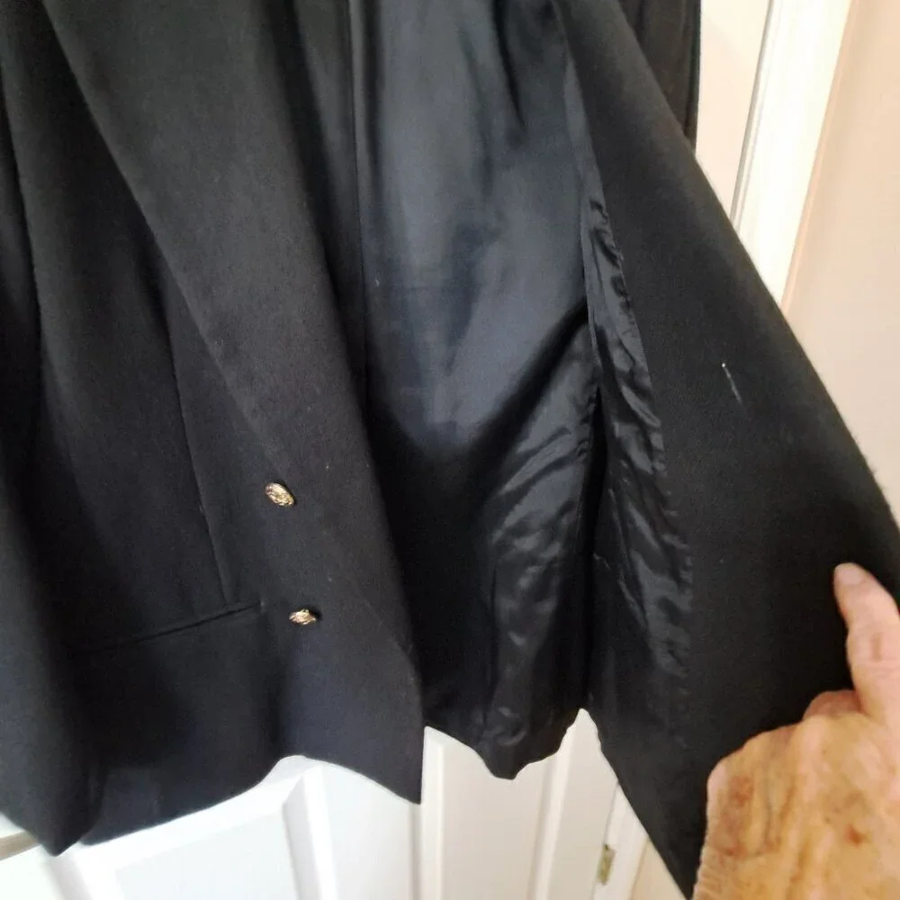 Stephanie Andrews 12P Black Wool Double Breasted Blazer Office Academia Classic